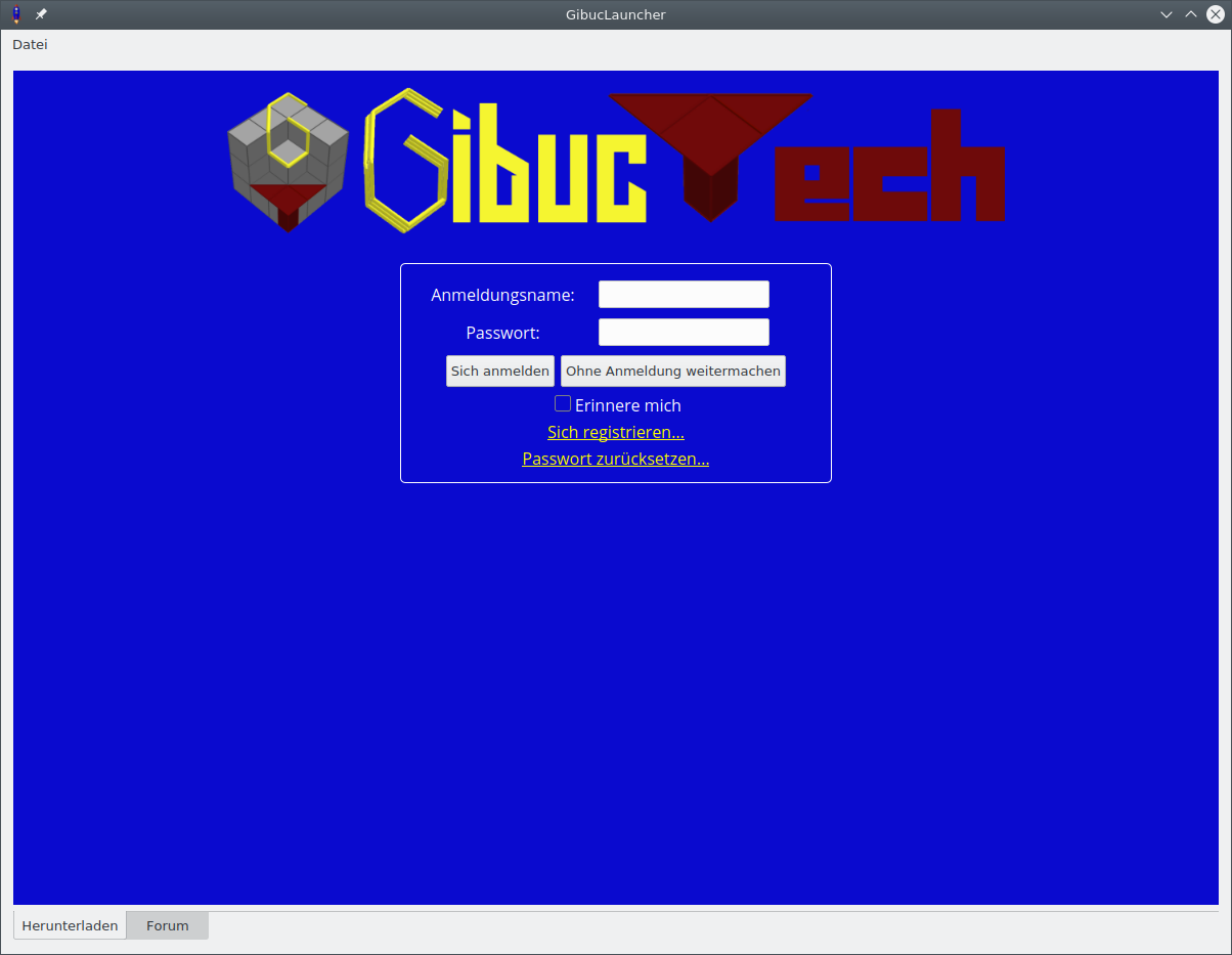 Screenshot von der Applikation GibucLauncher