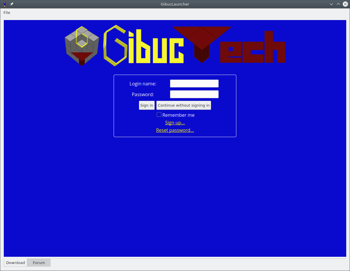 Screenshot of application GibucLauncher
