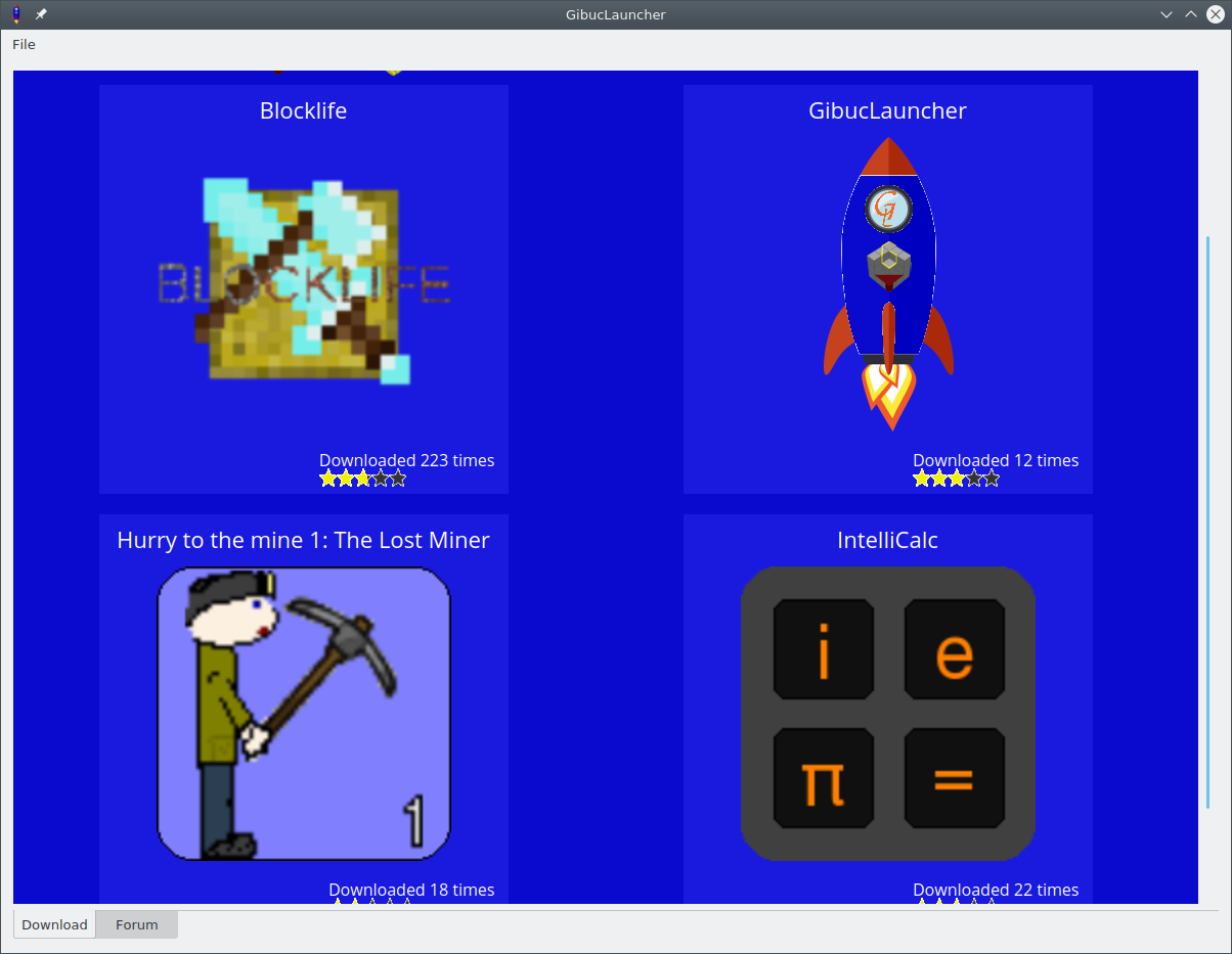 Screenshot of application GibucLauncher